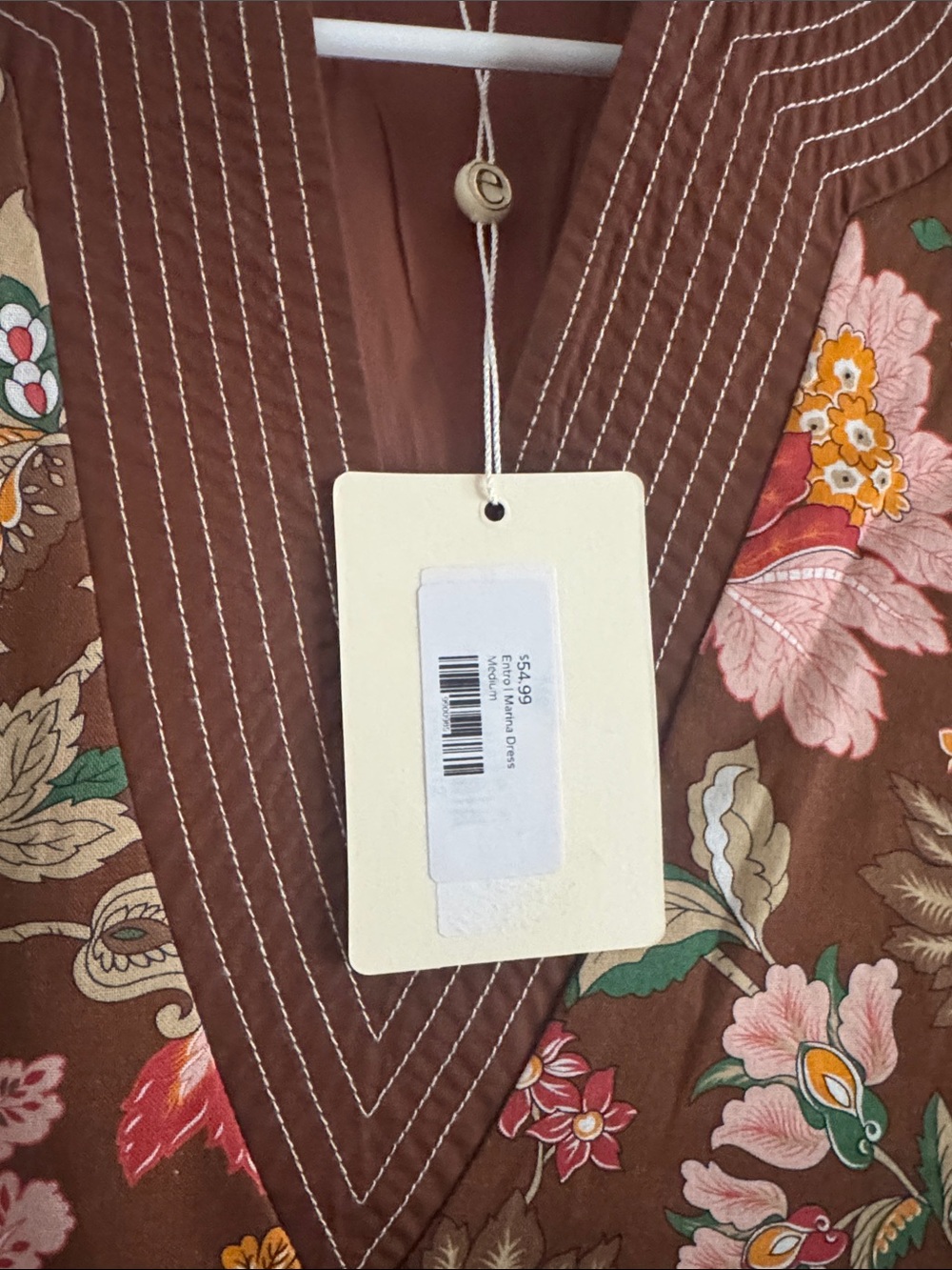 PRICE DROP entro Brown Floral Midi Dress with Pink & Red Blooms - Picture 5 of 5